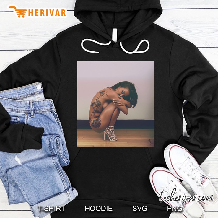 Sexy Girl Graphic Tee - Implied Nude Tattoo Model Hoodie