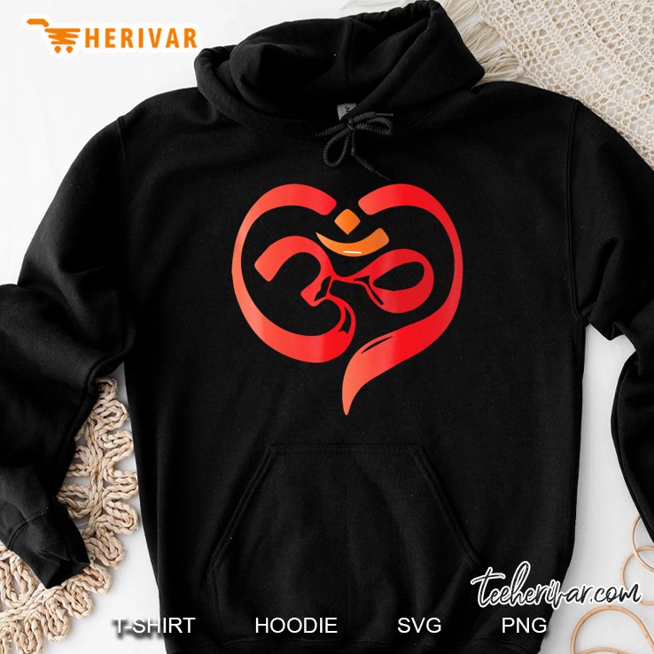 Om Red Heart Yoga Clothing Aum Ohm India Symbol Hoodie
