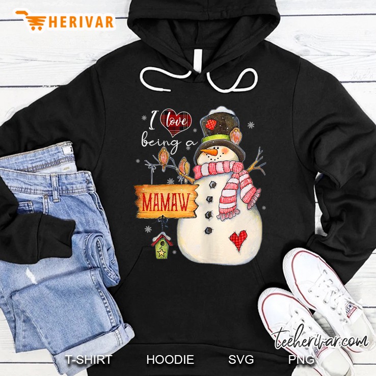 Womens I Love Being A Mamaw Snowman Funny Family Christmas Gifts Hoodie