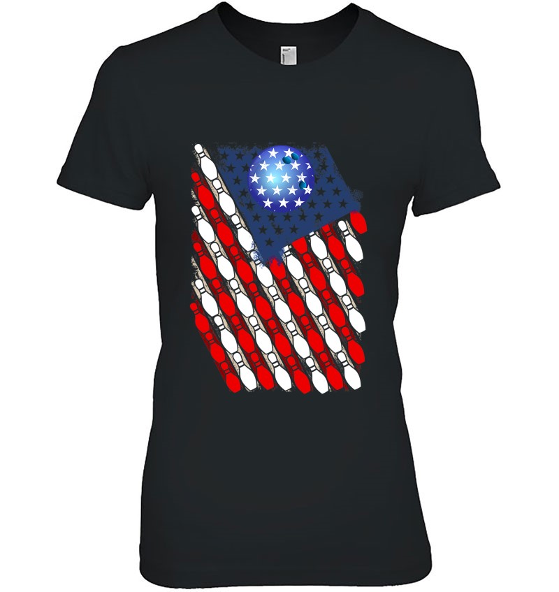 Long Sleeve Hoodie Bowling League T-Shirt Bowling American Flag USA Apparel Bowler Gift Tank Top Sweatshirt