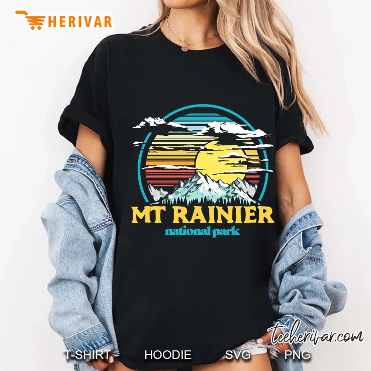 Mount Rainier National Park Vintage 80S Mountains & Sun Ladies Tee