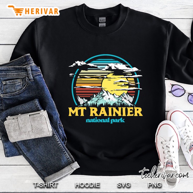 Mount Rainier National Park Vintage 80S Mountains & Sun Sweatshirt