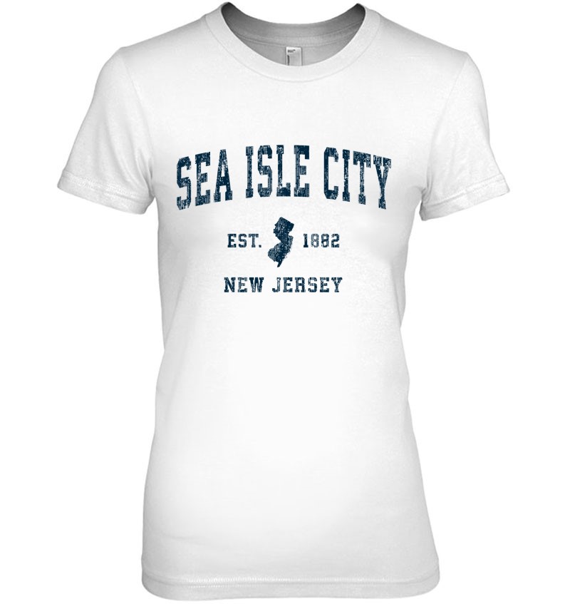 Sea Isle City New Jersey NJ Vintage Sports Design Navy Print Sweatshirt 