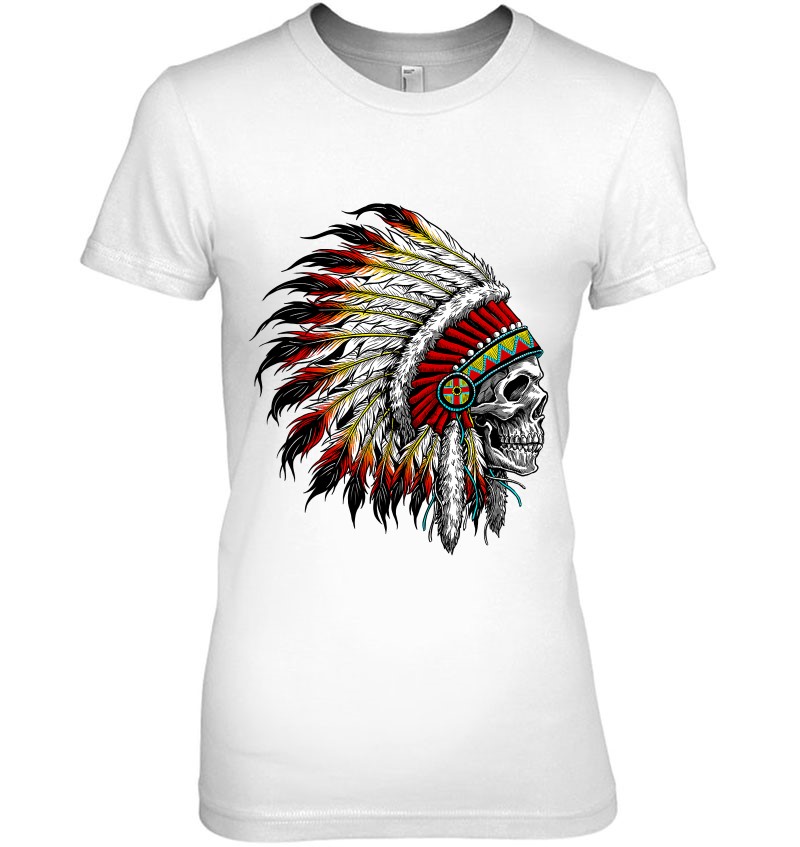 NEW Men Longline Skull Indian Chief Feathers Flowers Native American Sizes S-XL