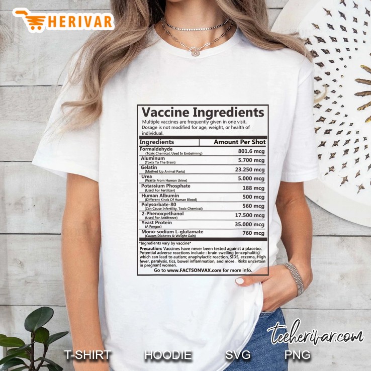 Vaccine Ingredients Shirt ! Stop Mandatory Vaccination Ladies Tee