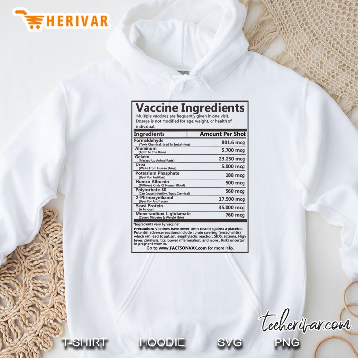 Vaccine Ingredients Shirt ! Stop Mandatory Vaccination Hoodie