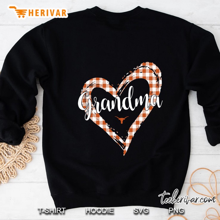 Texas Longhorns Checkered Heart Outline - Grandma Sweatshirt