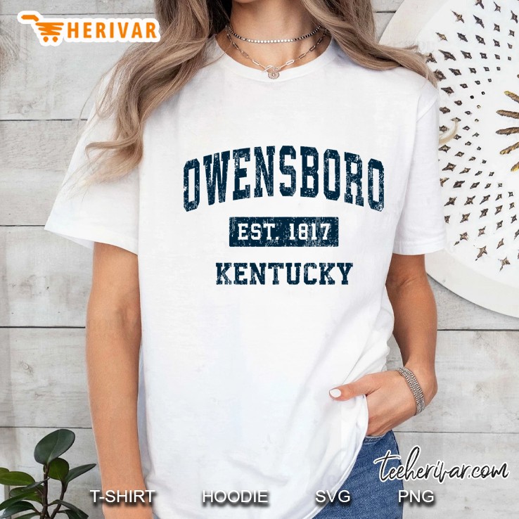 Owensboro Kentucky Ky Vintage Sports Design Navy Print Ladies Tee