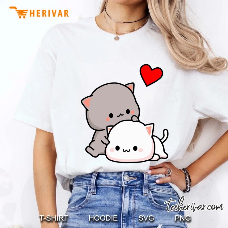 Mochi Peach Cat Goma Love Is Kind Love Hugs Kisses Valentine Pullover Ladies Tee
