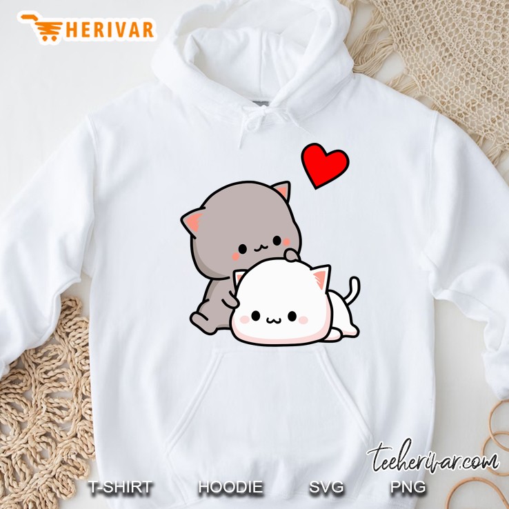 Mochi Peach Cat Goma Love Is Kind Love Hugs Kisses Valentine Pullover Hoodie