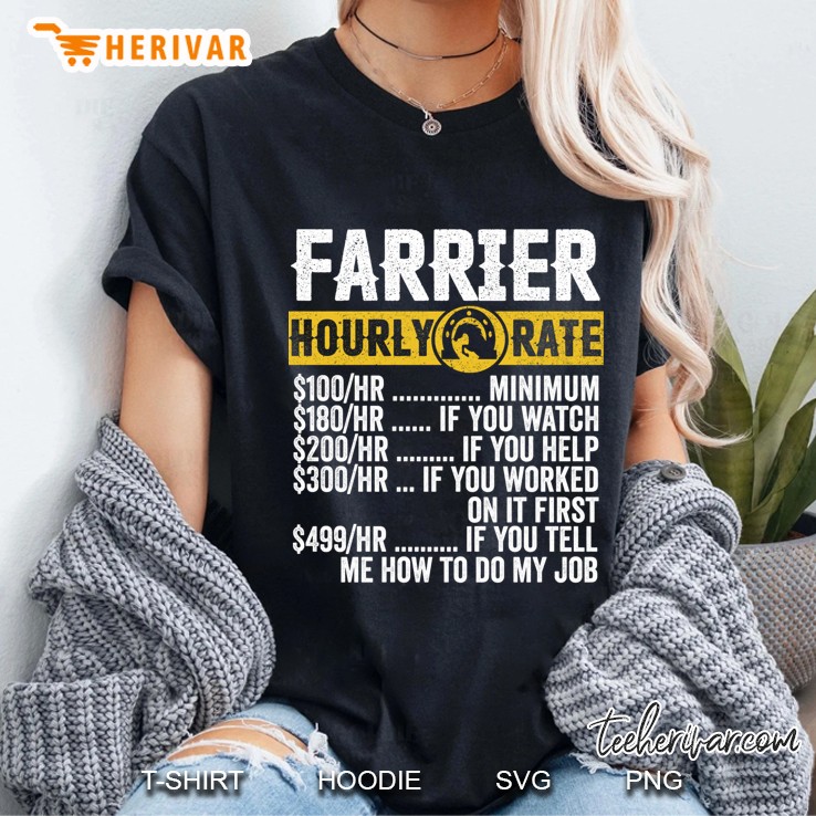 Funny Vintage Farrier Apparel Blacksmithing Hourly Rate Mens Ladies Tee