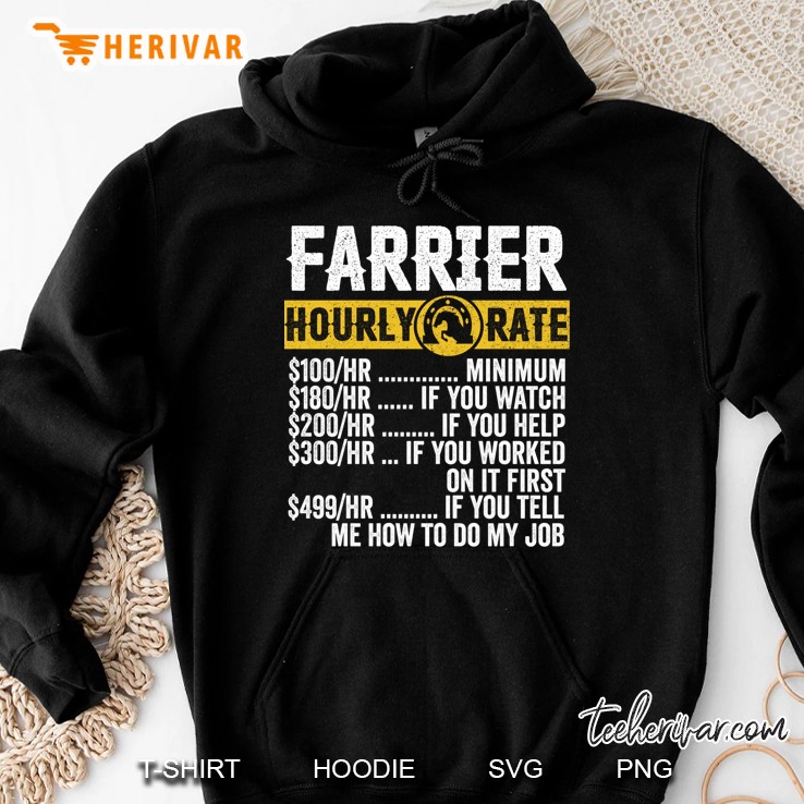 Funny Vintage Farrier Apparel Blacksmithing Hourly Rate Mens Hoodie