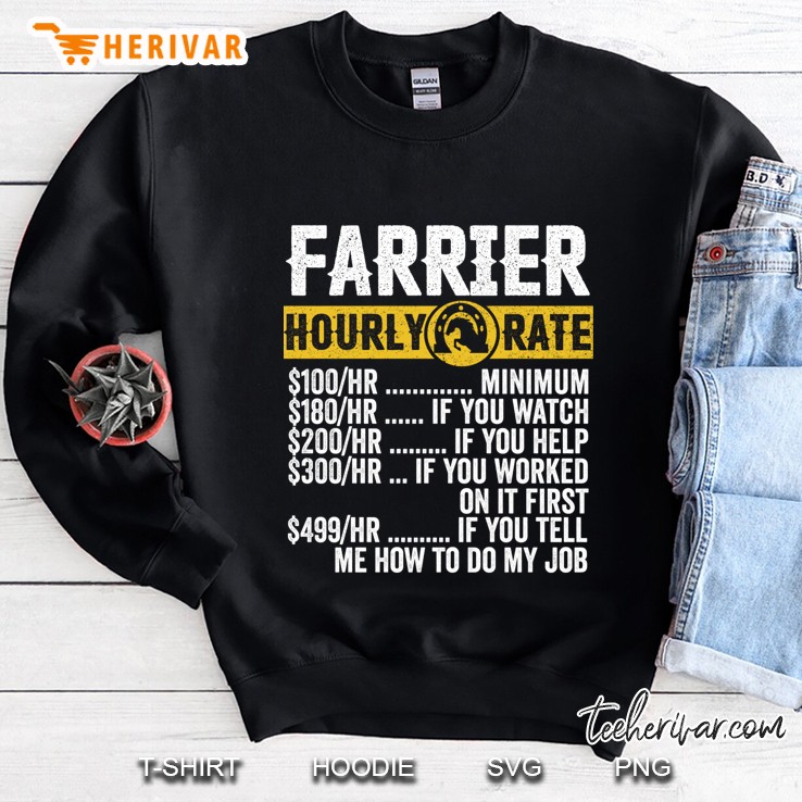 Funny Vintage Farrier Apparel Blacksmithing Hourly Rate Mens Sweatshirt