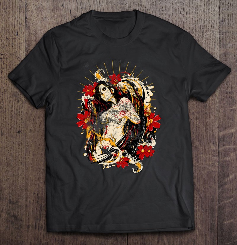 Mexican Tattoo Pin-Up Retro Vintage Day Of The Dead Shirt Tee