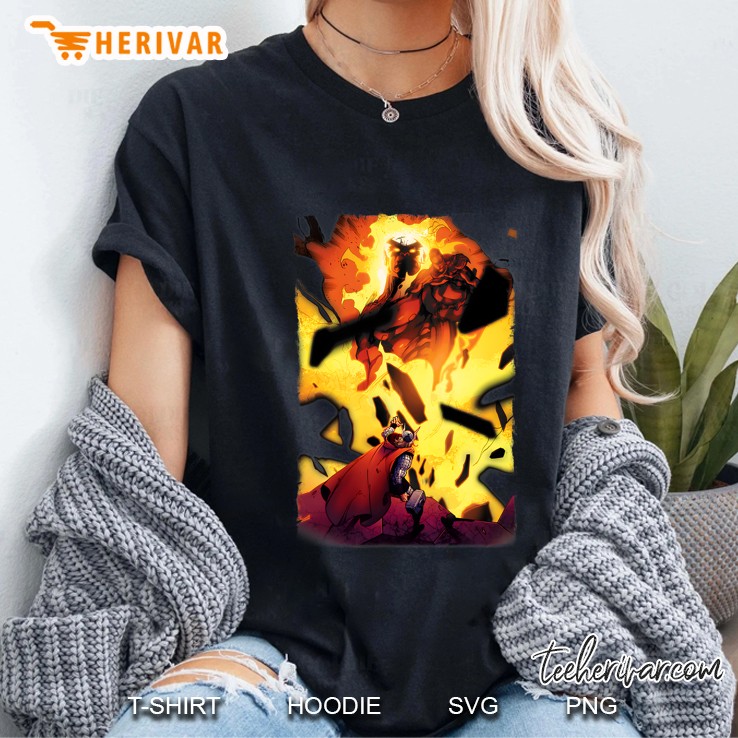 Marvel Thor Surtur Thunder God Vs Fire God Graphic Ladies Tee