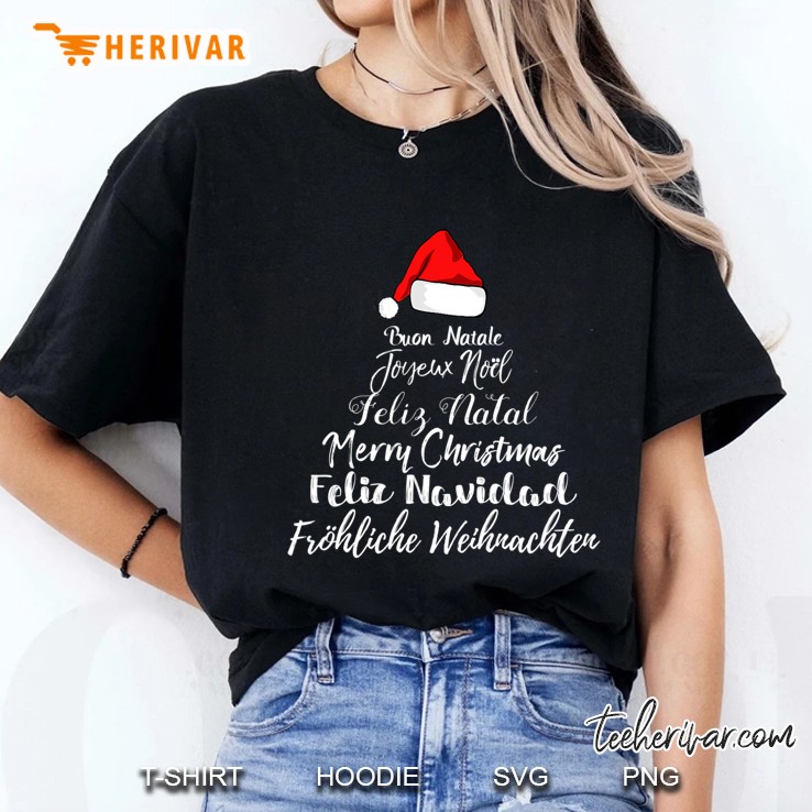 Merry Christmas Feliz Navidad Feliz Natal Languages Ladies Tee