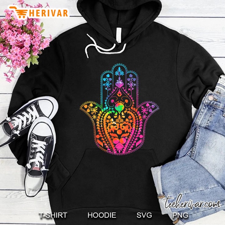 Womens Tie Dye Gradient Hamsa Hand Hoodie