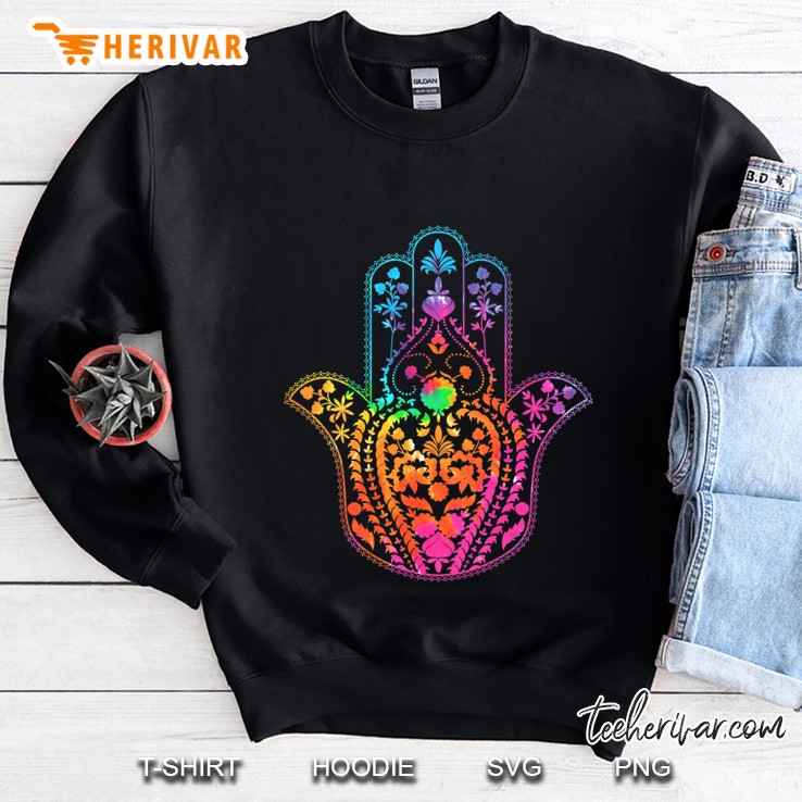 Womens Tie Dye Gradient Hamsa Hand Sweatshirt