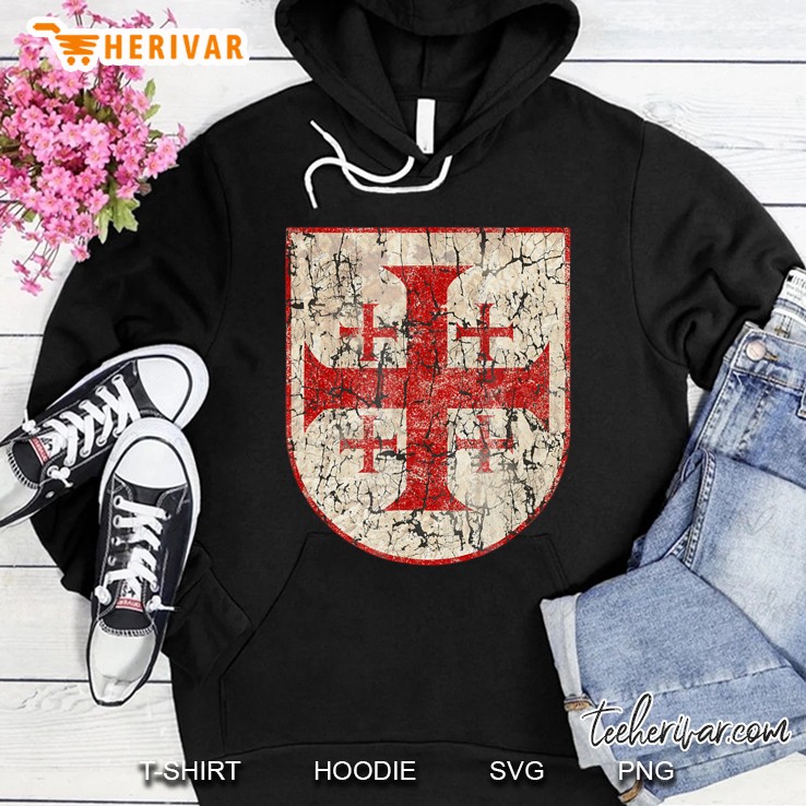 Jerusalem Cross, Distressed Hoodie