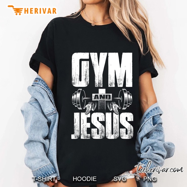 Religious Workout Gym & Jesus Barbell Lifting Weights Cross Ladies Tee
