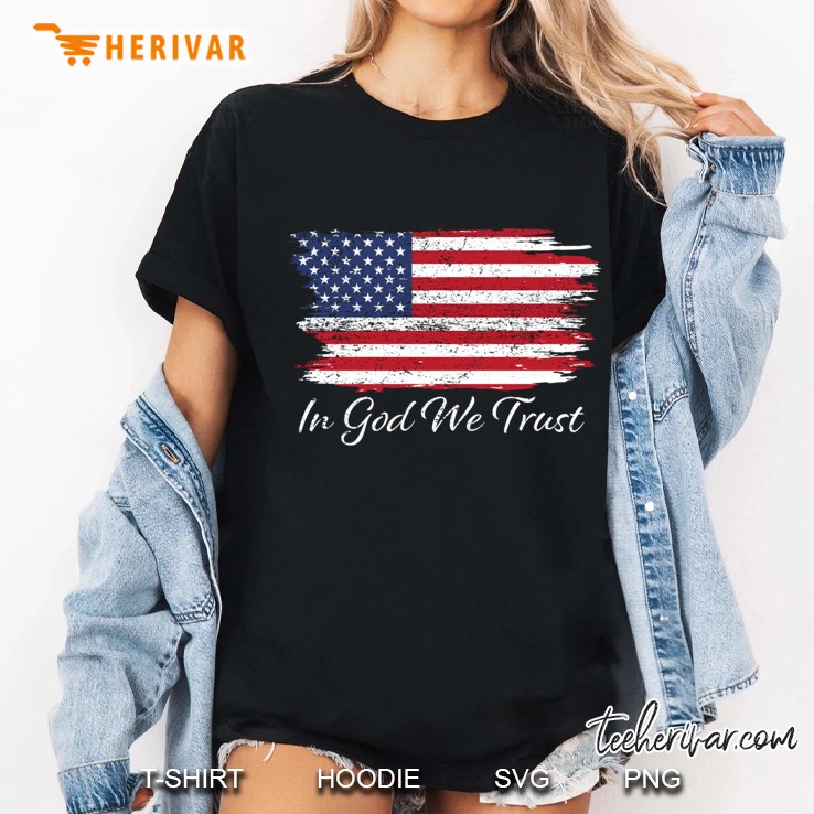 In God We Trust Us Flag Ladies Tee