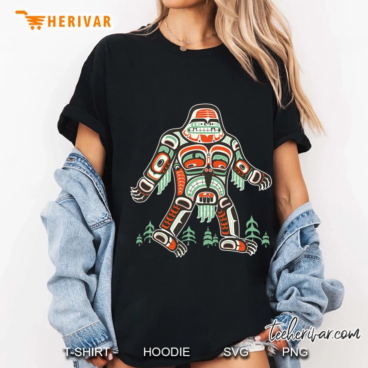 Tribal Bigfoot, Funny Cool Artwork Sasquatch Gift Ladies Tee