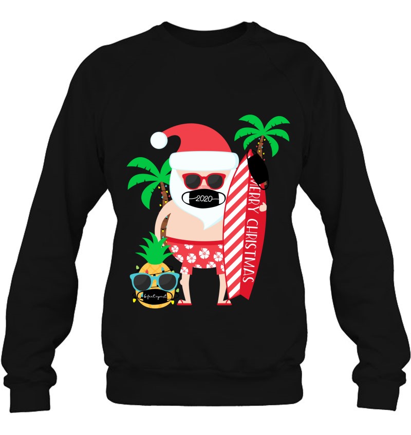 Funny Gift Christmas In July Surfing Santa With Mask 2020 Ver2 Sweatshirt