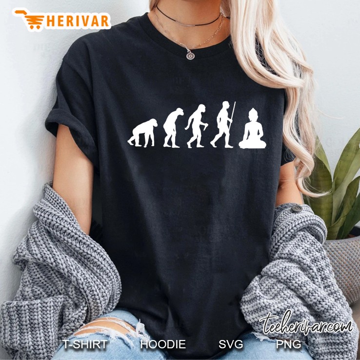 Funny Buddha Evolution Meditation Buddhist Buddhism Gifts Ladies Tee