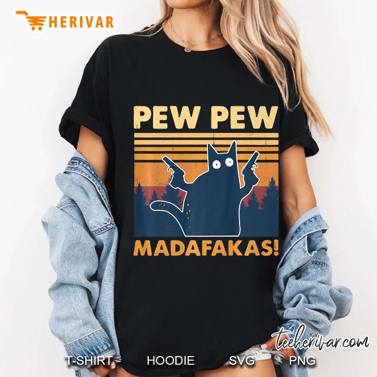Vintage Pewpewpew Madafakas Crazy Pew Cat Premium Ladies Tee