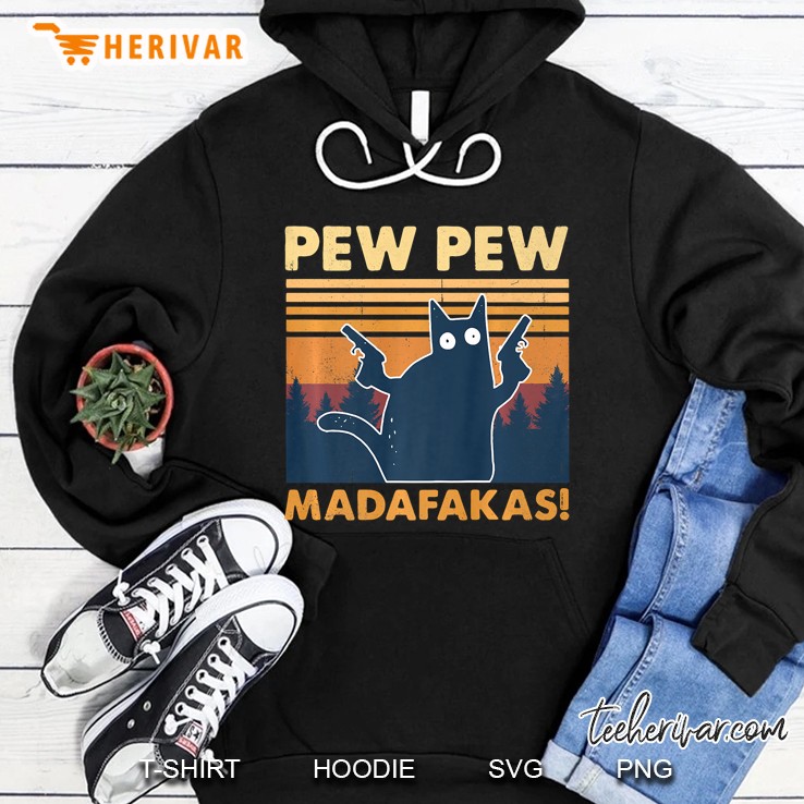 Vintage Pewpewpew Madafakas Crazy Pew Cat Premium Hoodie