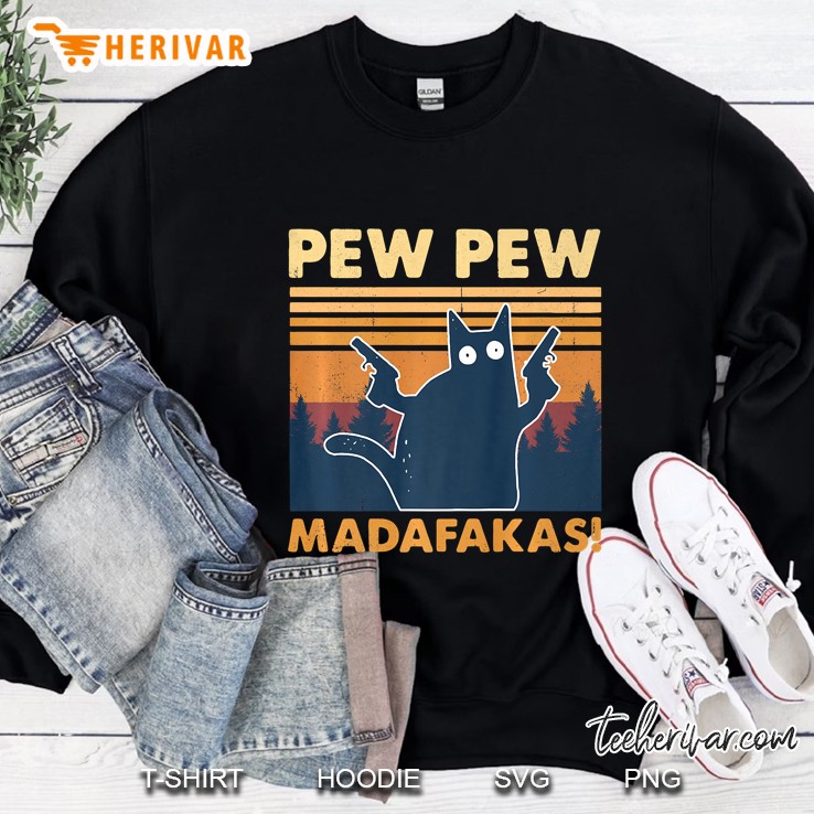Vintage Pewpewpew Madafakas Crazy Pew Cat Premium Sweatshirt