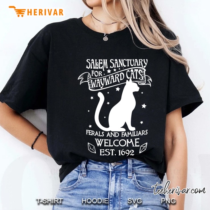 Witch Salem Sanctuary For Wayward Black Cats 1692 Gift Idea Pullover Ladies Tee