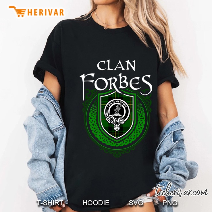 Clan Forbes Surname Scottish Clan Tartan Shield Badge Ladies Tee