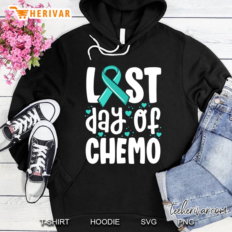 Last Day Of Chemo Shirt Women Ovarian Cancer Support Gifts Hoodie