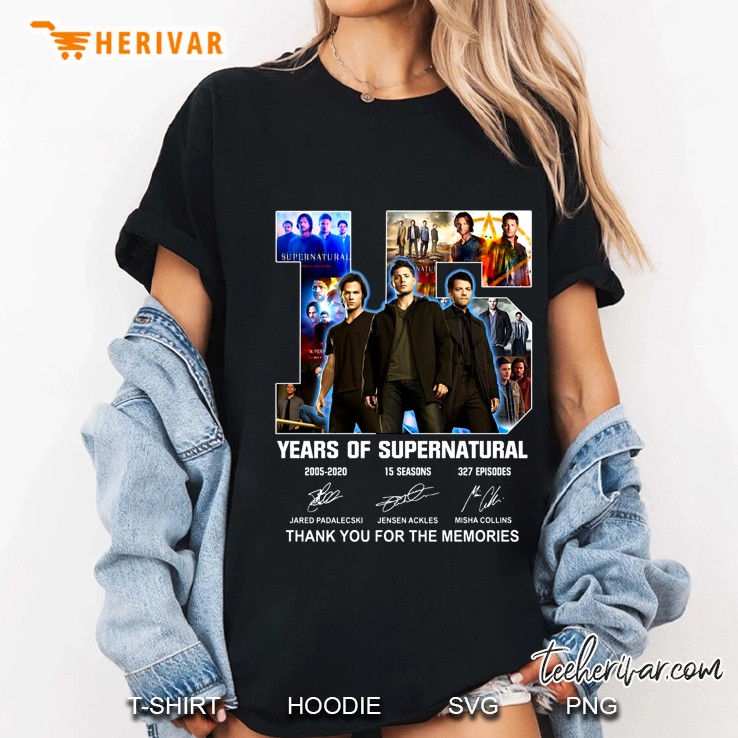 15 Years Of Supernatural Thank You For The Memories Dean Winchester Castiel Sam Winchester Ladies Tee