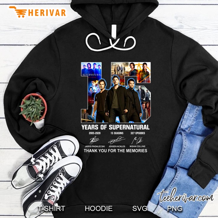 15 Years Of Supernatural Thank You For The Memories Dean Winchester Castiel Sam Winchester Hoodie