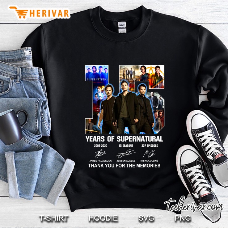 15 Years Of Supernatural Thank You For The Memories Dean Winchester Castiel Sam Winchester Sweatshirt