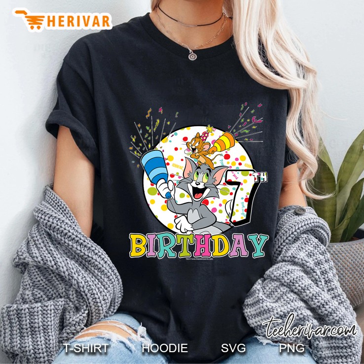 Kids Tom And Jerry 7Th Birthday Portrait Ladies Tee