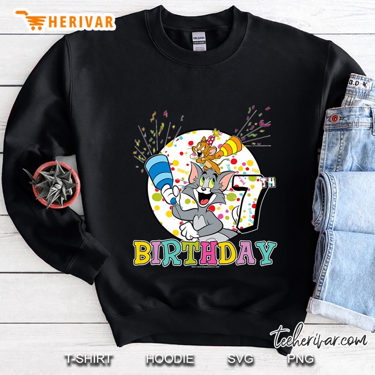 Kids Tom And Jerry 7Th Birthday Portrait Sweatshirt