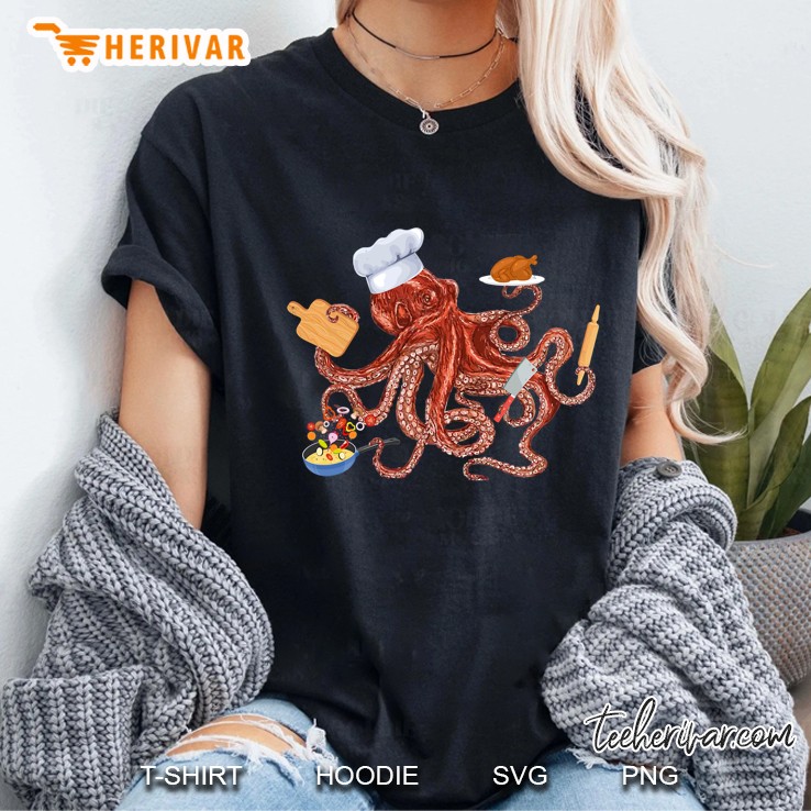 Octopus Chef Cooking Fnny Culinary Master Cooker Cook Lover Ladies Tee