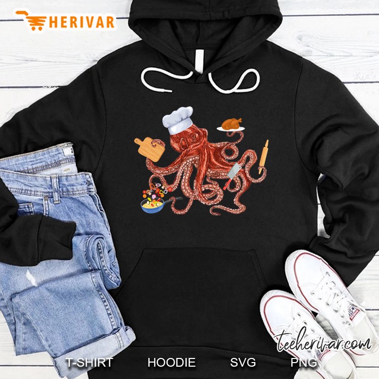 Octopus Chef Cooking Fnny Culinary Master Cooker Cook Lover Hoodie