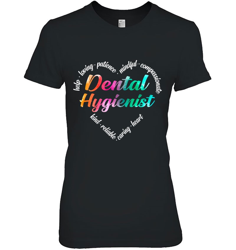 Dental Hygienist Heart Word Cloud Watercolor Rainbow