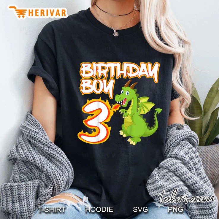 3 Years Old Dragon Birthday Boy Themed Party 3Rd Gift Ladies Tee