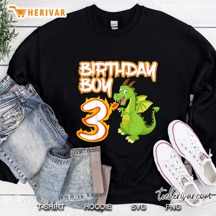 3 Years Old Dragon Birthday Boy Themed Party 3Rd Gift Sweatshirt