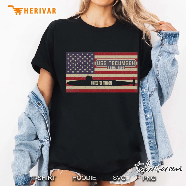 Uss Tecumseh Ssbn-628 Submarine American Flag Gift Ladies Tee
