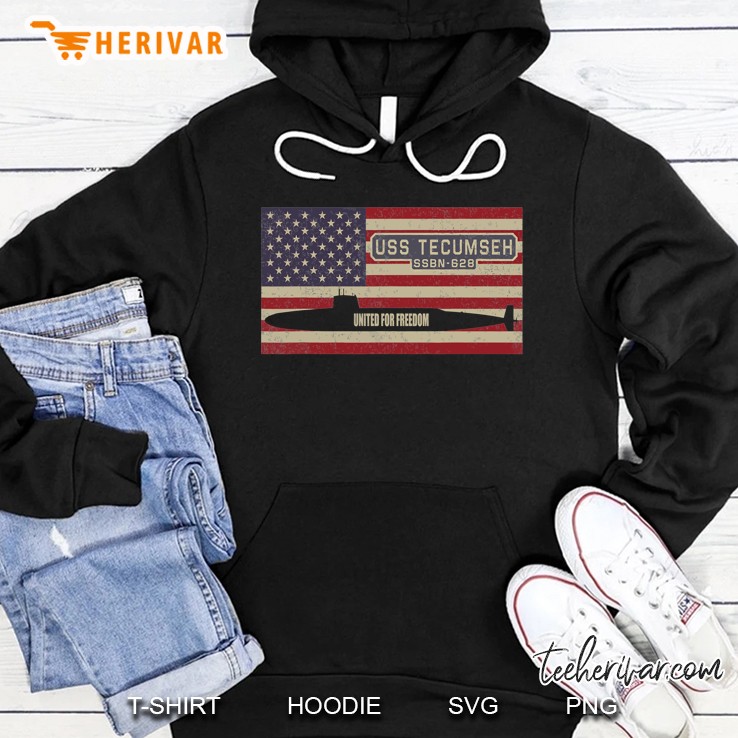 Uss Tecumseh Ssbn-628 Submarine American Flag Gift Hoodie