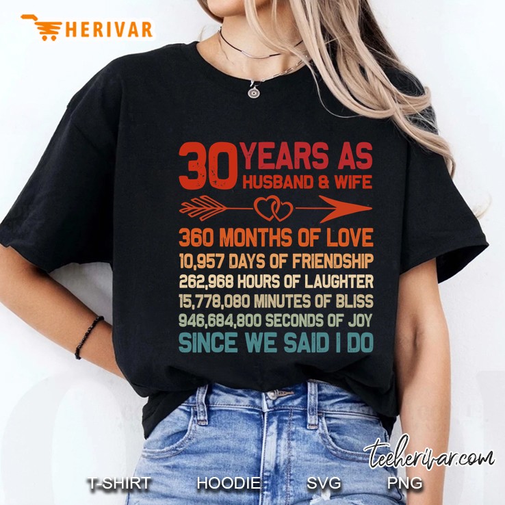 30 Years As Husband & Wife 30Th Anniversary Gift For Couple Ladies Tee