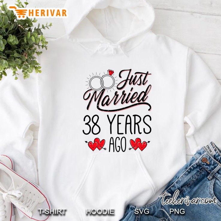 Just Married 38 Years Ago Funny Couple 38Th Anniversary Gift Hoodie