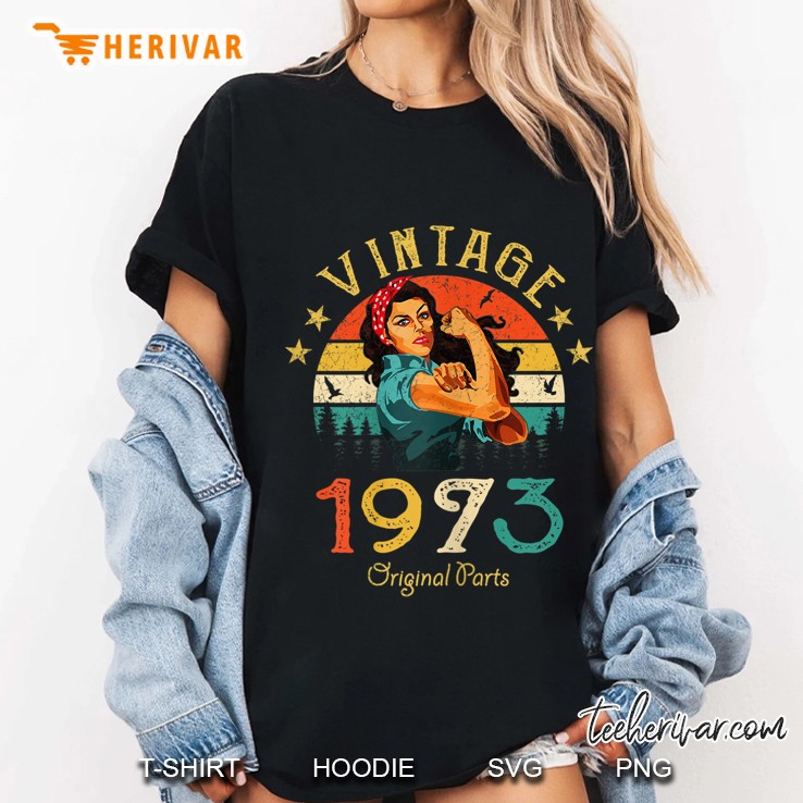 Womens 48 Years Old Gift Vintage 1973 Original Parts 48Th Birthday Ladies Tee