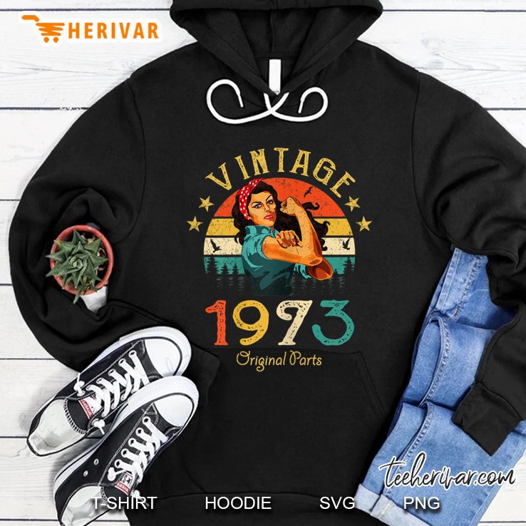 Womens 48 Years Old Gift Vintage 1973 Original Parts 48Th Birthday Hoodie